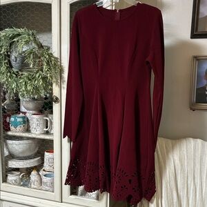 Elegant Burgundy Long Sleeve Dress